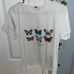 White butterfly T-shirt